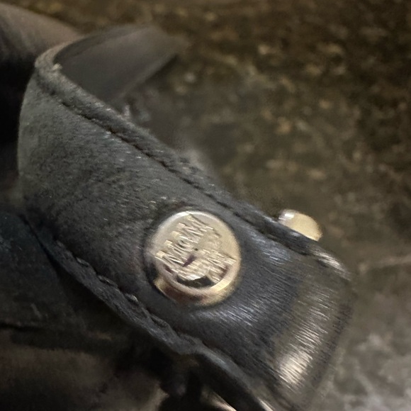 MCM Visetos Black Leather Bucket Bag, Adjustable Crossbody Strap - Picture 10 of 15